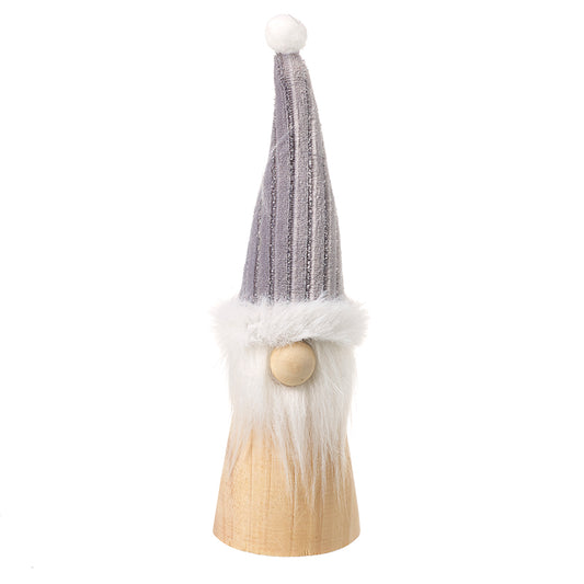 Sm Wood Dec Topped With Gonk In Grey Hat