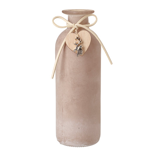 Tall Glass Beige Glass Jar With Heart