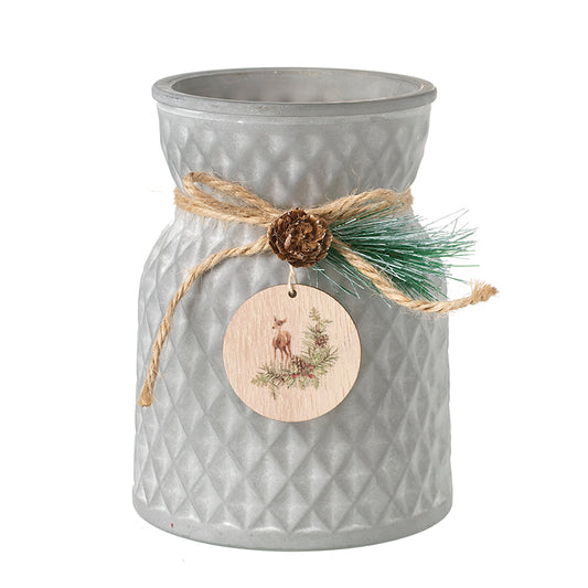 Grey Frosted Glass Jar With Deer Disc