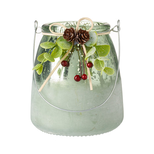 Foliage Topped Glass Jar With Handle