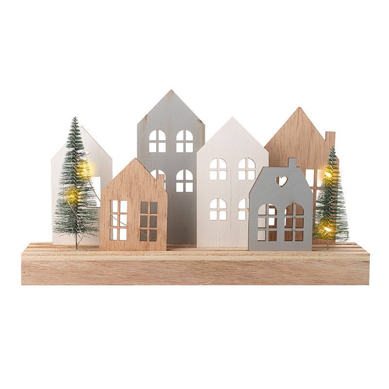 Lg Light Up Trees House Scene