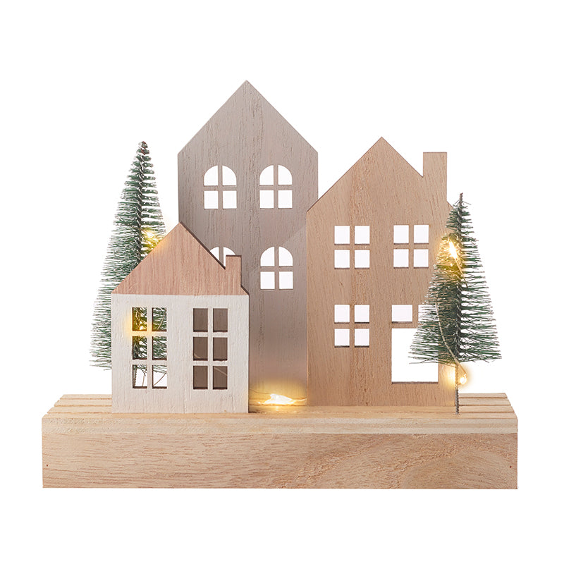 Sm Light Up Trees House Scene