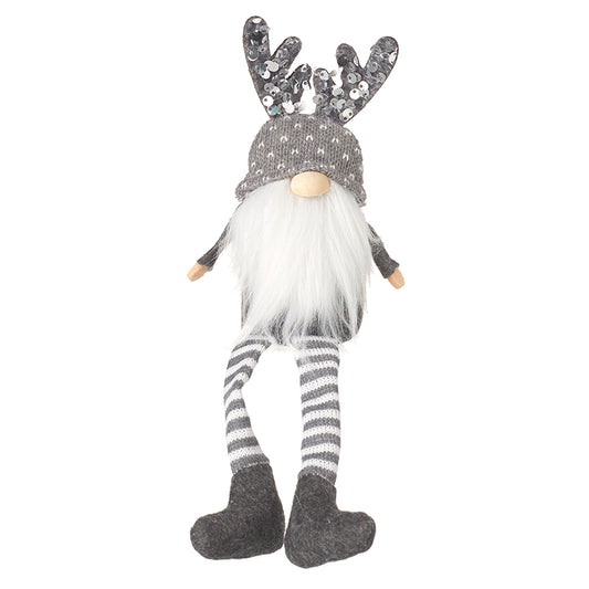 Grey & White Gonk With Sequin Antlers