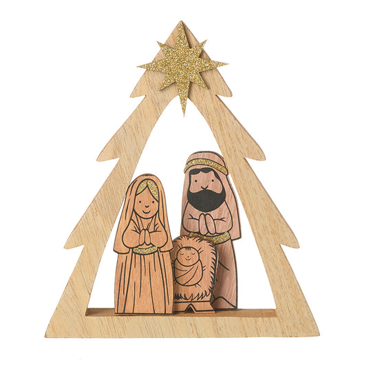 Wooden Nativity Scene