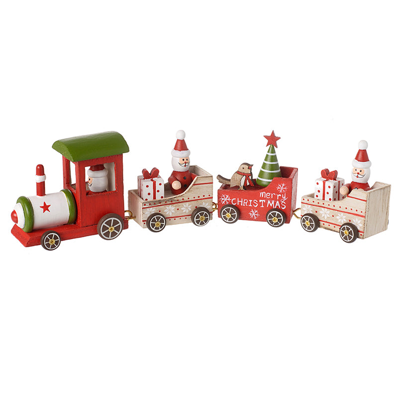 Red White & Green Christmas Wooden Train
