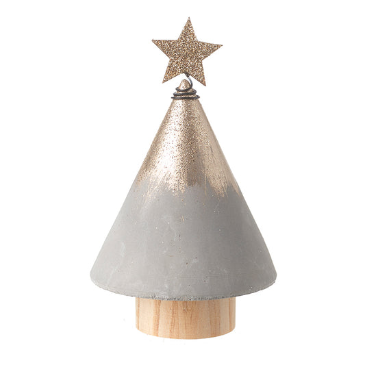Sml Glittery Star Topped Gold Cone Tree