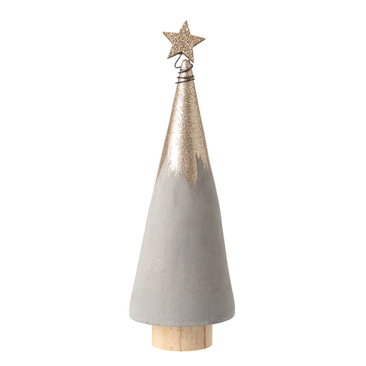 Glittery Star Topped Gold Cone Tree