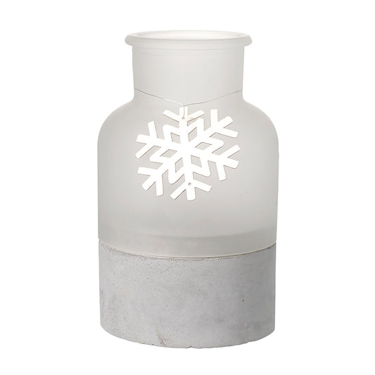 Glass Snowflake Frosted Bottle
