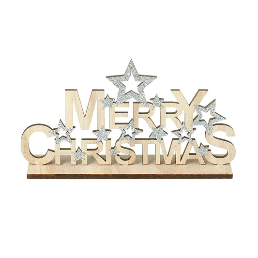 Merry Christmas Wooden Plaque With Stars