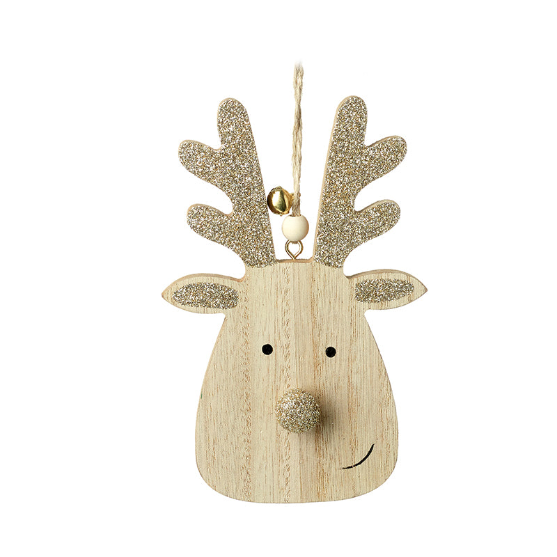 Wood And Glitter Reindeer Tree Decor