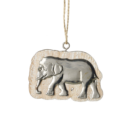Wooden Elephant Hanger With Metal Detail
