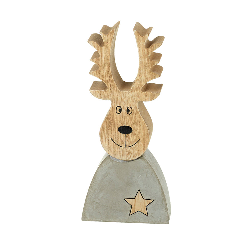 Cement And Wooden Deer