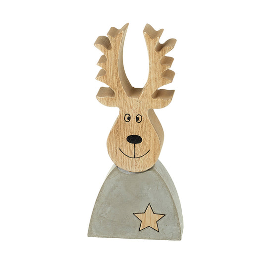 Cement And Wooden Deer
