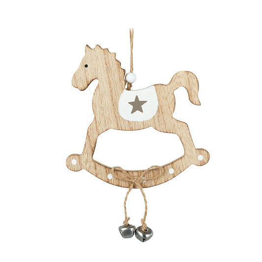 Wooden Horse With Bells Hanger