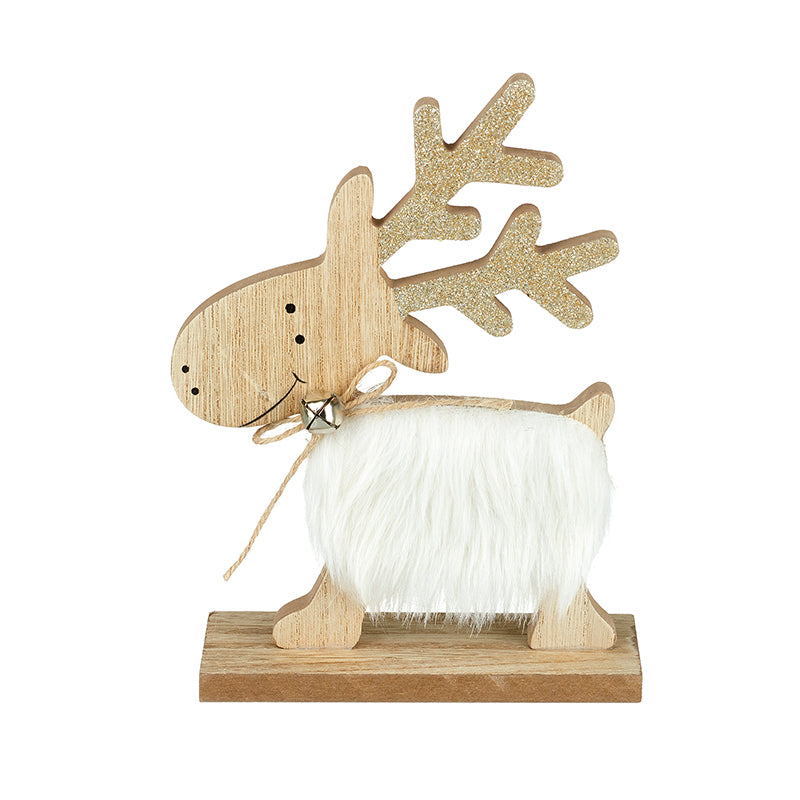 White Fur Wooden Reindeer