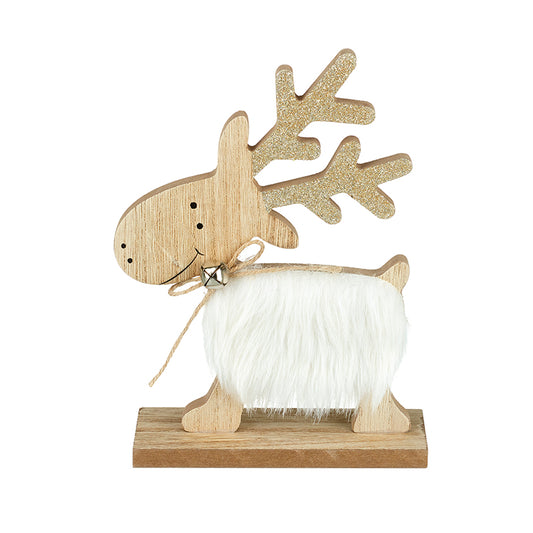 White Fur Wooden Reindeer