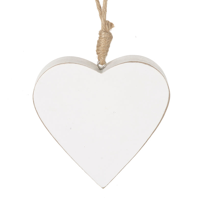 Wooden White Heart Hanger